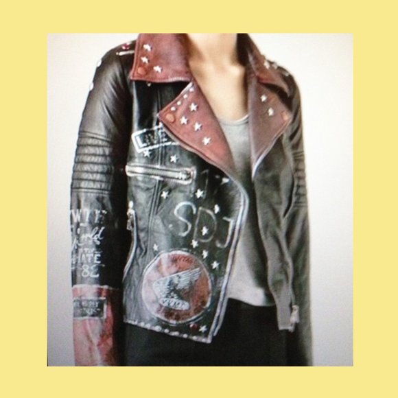 Leather jacket biker brand SWORD - Picture 1 of 7